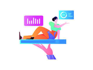 Fototapeta premium Internet workers collaborating with each other vector concept illustration 