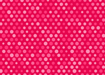 Pink and red polka dots on a red background
