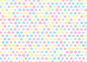 Colorful polka dots on a white background