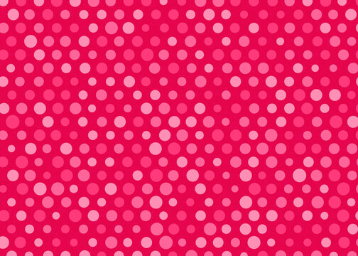 Pink and red polka dots on a red background
