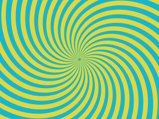 Yellow and green vortex radiate from the center of the background.