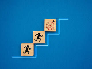 Common goal success concept. Teamwork rises to target and achieves a successful business