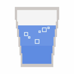 青の飲み物が入ったグラスのドットイラスト