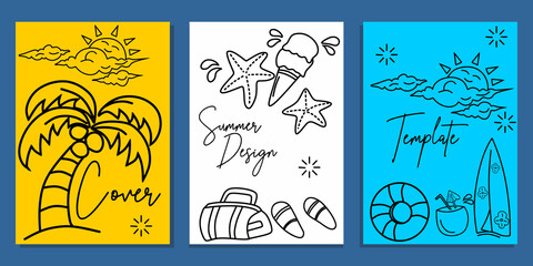 set cover with summer icon elements. used for book covers, magazines, invitations