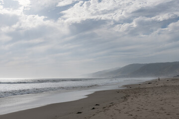 Scenic Zuma Beach vista on a misty afternoon, Malibu, California - Powered by Adobe