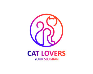 Line art logo shape cat vector