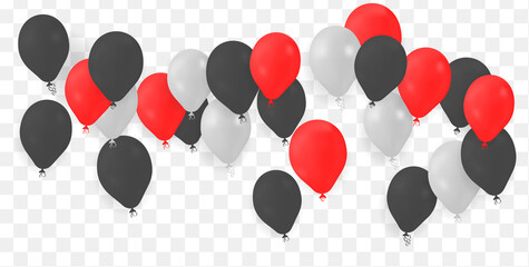 Balloon set isolated on transparent background. Vector realistic for anniversary, birthday party design