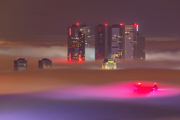 Foggy Night in the Istanbul Bosphorus, Uskudar Istanbul Turkey