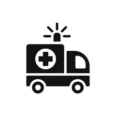 Ambulance icon, glyph emergency car, medicine van, care medic support, solid style web symbol on white background. Vector illustration EPS 10