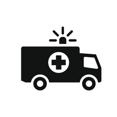 Ambulance icon, glyph emergency car, medicine van, care medic support, solid style web symbol on white background. Vector illustration EPS 10