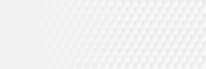 Grey white geometric hexagons abstract technology background. Light modern futuristic vector banner design - obrazy, fototapety, plakaty