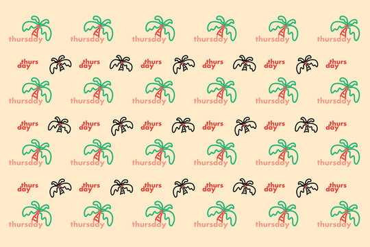 seamless pattern with thuesday and  coconut tree on pastel orange background. pastel and daily pattern .