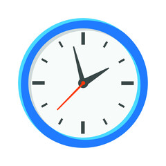 Analog clock flat icon. Time management symbol, chronometer with hour, minute and second arrow. Simple vector illustration isolated on white background. EPS 10
