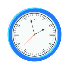 Analog clock flat icon. Time management symbol, chronometer with hour, minute and second arrow. Simple vector illustration isolated on white background. EPS 10