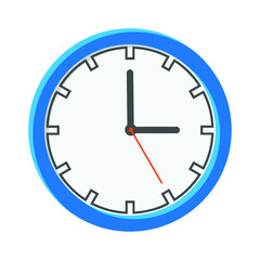 Analog clock flat icon. Time management symbol, chronometer with hour, minute and second arrow. Simple vector illustration isolated on white background. EPS 10