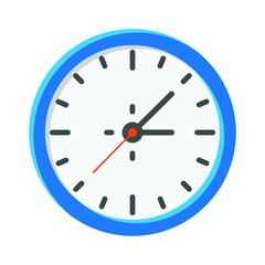 Analog clock flat icon. Time management symbol, chronometer with hour, minute and second arrow. Simple vector illustration isolated on white background. EPS 10