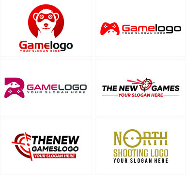 Games electronic joystick logo design icon template
