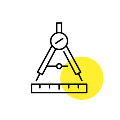 Compass tool and a ruler. Pixel perfect, editable stroke line art icon