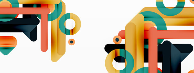 Lines geometric background. Stripes and rings composition business template for wallpaper, banner, background or landing