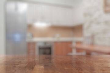 wooden table in the kitchen