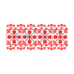 Pixelized pattern Vyshyvanka Traditional Ethnic Ukrainian Seamless Pattern slavic ornament