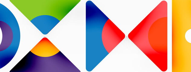 Obraz premium Creative geometric wallpaper. Minimal abstract background. Triangles and circles composition vector illustration for wallpaper banner background or landing page