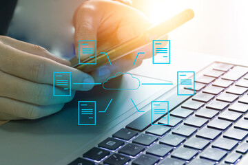 digital documents and data files sharing with cloud storage