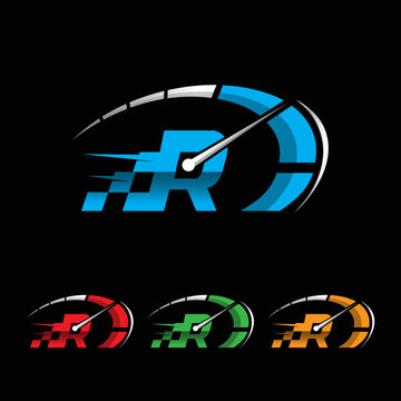 R Letter logo. Racing vector symbol, logo or emblem template