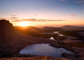 Lakes in mountain during sunrise