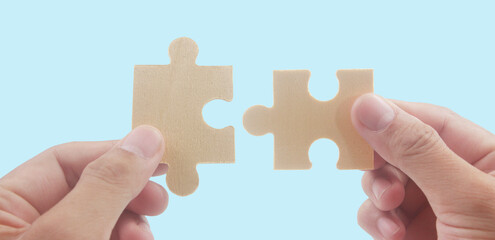 Connecting jigsaw puzzle. Business solutions success