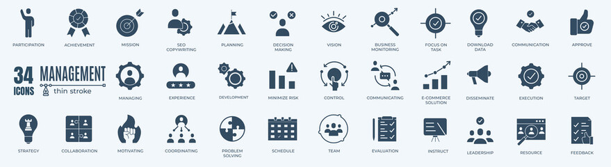 Core Values solid icon set. Vector graphic glyph style pictogram package isolated on white background	