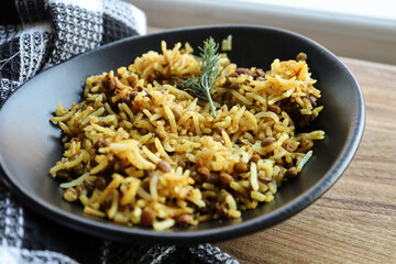 Bowl of biryani. Traditional food. 