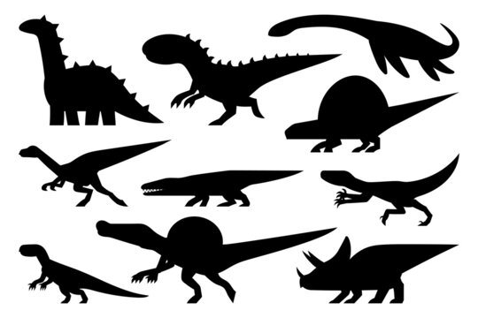 vector illustration set of silhouette Dinosaur.