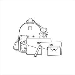 Simple outline vector illustration line art bag icon illustration . Isolated on white background.