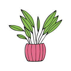 houseplant in a pot icon hand drawn. vector, minimalism, scandinavian, doodle, cartoon. sticker, spathiphyllum, plant, flower.