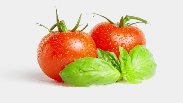 Organic vegetables, tomatoes basil salad