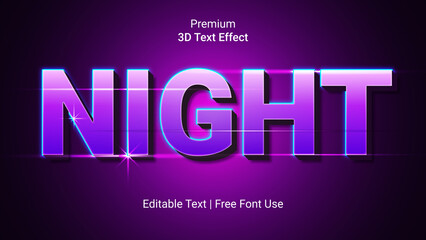 Night 3d text effect neon purple 
