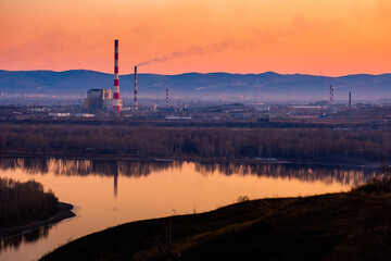 Fototapeta na wymiar View of a large thermal power plant