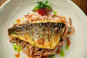 Fried fish fillet with lemon