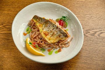 Fried fish fillet with lemon