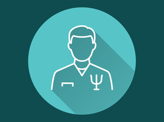 Psychologist icon with long shadow for graphic and web design.