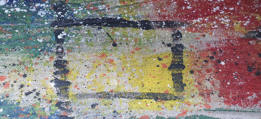 Oil Painting colorful texture, Abstract Fragment of artwork on canvas, Spots of oil paint, Brushstrokes of paint, Modern art, Colorful background, Burnt orange Yellow, Pink, Pine green