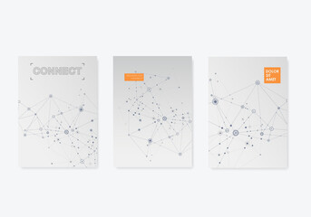 Abstract molecules cover template. Graphic convergence connect. Vector design element shapes. Vector physics background. Technology modern research