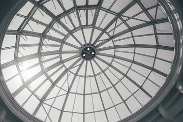 Glass roof dome provides light through, heat dissipation