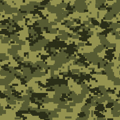 Seamless camouflage pattern. Military texture. Camo pixel modern digital. Print on fabric and clothes. Vector illustration.