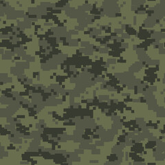 Seamless camouflage pattern. Military texture. Camo pixel modern digital. Print on fabric and clothes. Vector illustration.