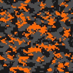 Seamless camouflage pattern. Military texture. Camo pixel modern digital. Print on fabric and clothes. Vector illustration.