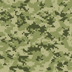 Seamless camouflage pattern. Military texture. Camo pixel modern digital. Print on fabric and clothes. Vector illustration.