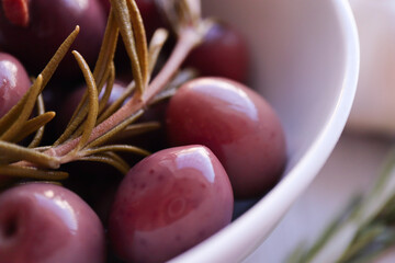 Black olives infused with rosemary and garlic 