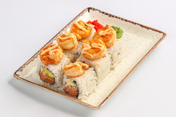 Japanese roll with salmon and prawn